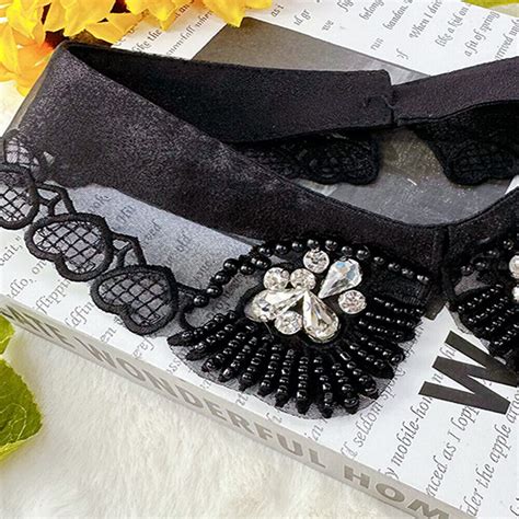 Black Lace Collar Dingzhu Rhinestone Detachable Shirt Collar New Fake