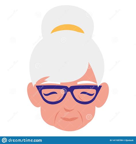 Cute Grandmother Head Avatar Character Stock Vector Illustration Of