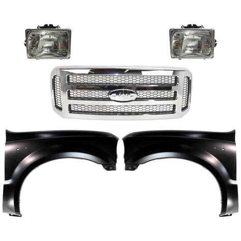 Piece Kit Grille Assembly Chrome Shell W Painted Gray Insert Grille