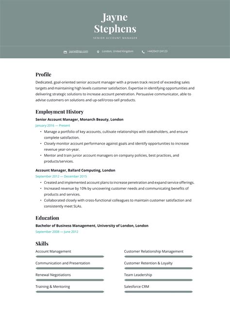 Senior Account Manager CV Examples UK Templates 2025 Resume Io