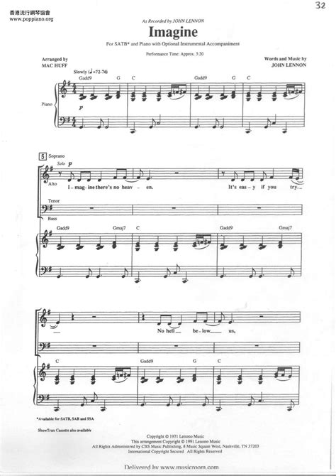 John Lennon Imagine Piano Sheet Music Pdf Images