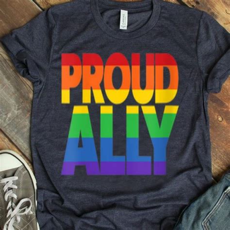 Womens Proud Ally Gay Pride Lgbt Friends Proud Ally V Neck Shirt