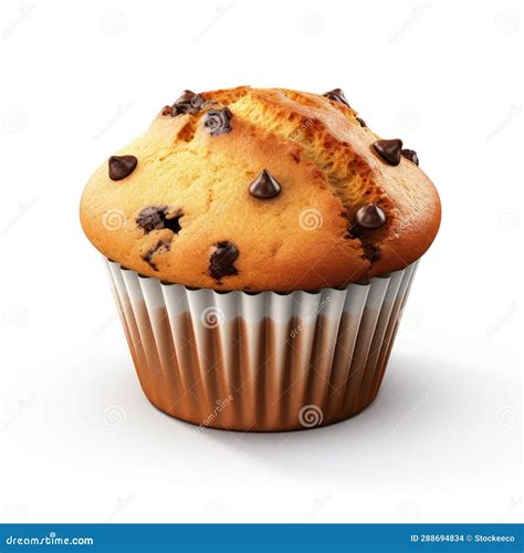 Realistic Chocolate Chip Muffin On White Background Stock Illustration