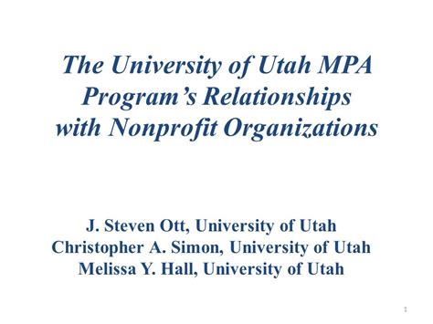 The University Of Utah Mpa Programs Relationships With Nonprofit