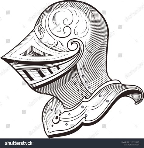 Medieval Knight Helmet Drawing Vector Stock Vector (Royalty Free ...