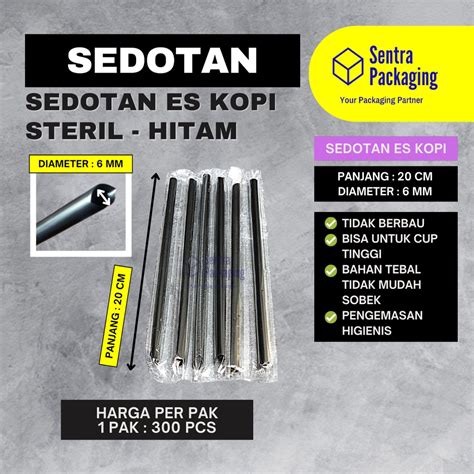 Jual Sedotan 6mm X 20cm Hitam Es Kopi Runcing Steril Higienis