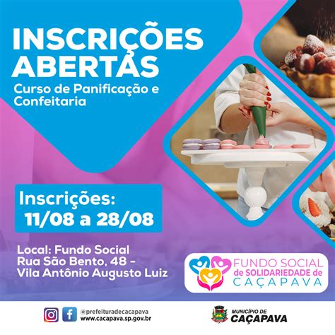 Inscrições abertas para cursos de panificação e confeitaria no Fundo