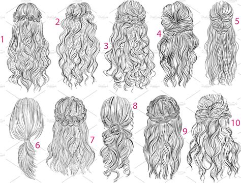 10 Long romantic hairstyles, an Illustration by esylvia | Girl hair ...