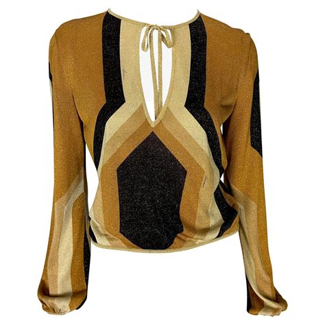 F W Gucci By Tom Ford Runway Gold Metallic Lurex Knit Long Sleeve