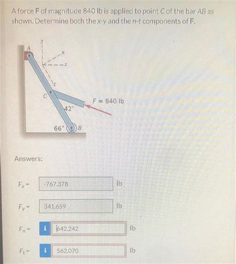 Solved A Force F Of Magnitude 840lb Is Applied To Point C Of Chegg