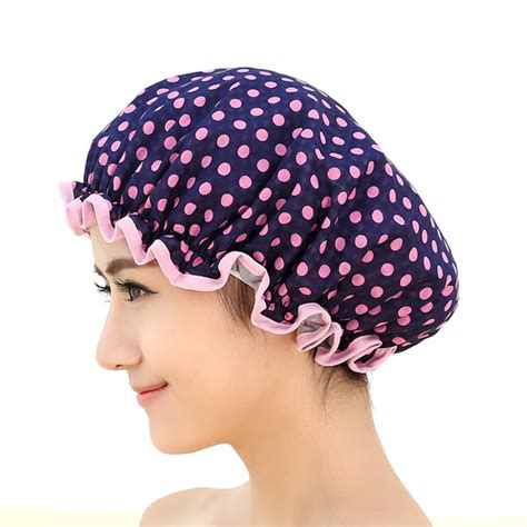 Lovely Thick Women Shower Caps Colorful Bath Shower Hair Cover Adults