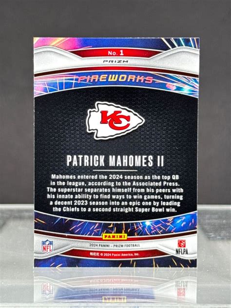 Patrick Mahomes II 2024 Panini Prizm No Huddle Disco Fireworks 1