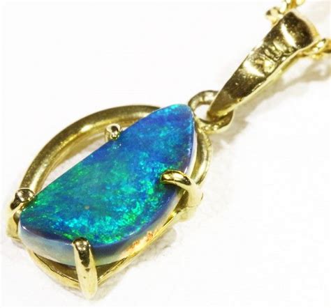 Black Opal Set In K Gold Pendant Cf