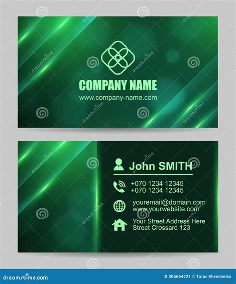 Abstract Green Business Card With Abstract Logo Template Stock Vector