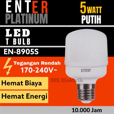 Bohlam Lampu LED Kapsul Merk ENTER 5W Watt Jumbo Super Terang SNI