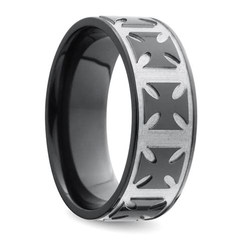 Maltese Cross Wedding Ring In Zirconium For Men