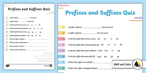 Prefixes And Suffixes Quiz Professor Feito Twinkl