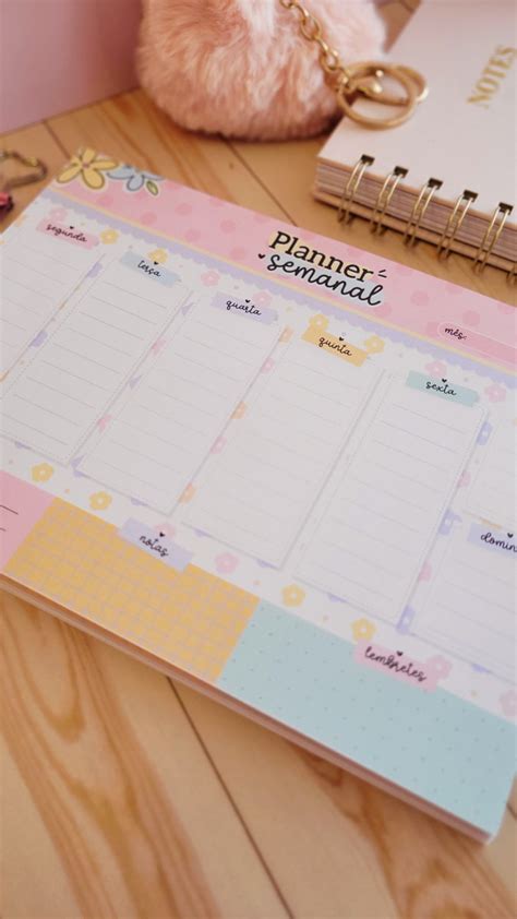 Bloco Destacável Planner Semanal 50 Folhas Elo7