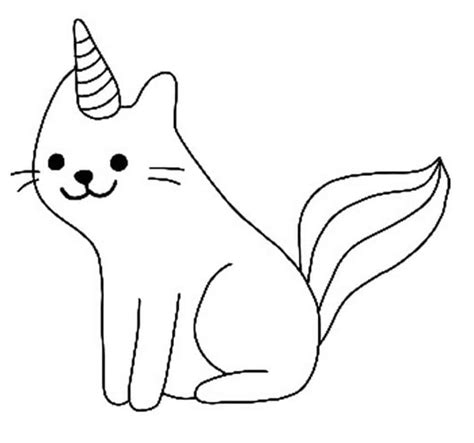 Coloriage Chat Licorne Simple télécharger et imprimer gratuit sur