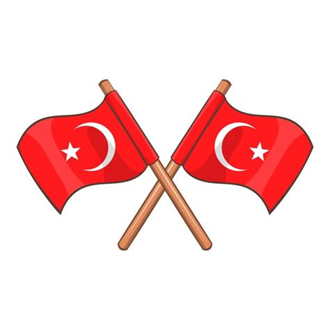 Premium Vector Turkey Crossed Flags Icon Cartoon Illustration Of