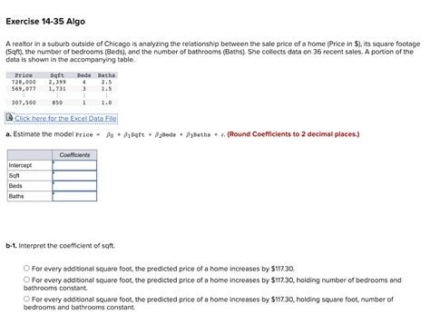 Solved Begin Tabular L L L L Hline Price Sqft Beds Chegg