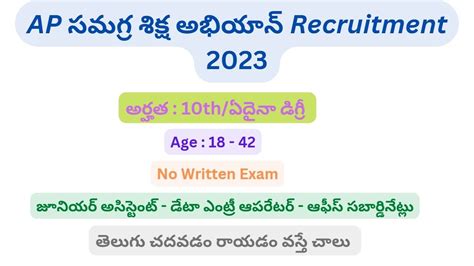 Ap Samagra Shiksha Abhiyan Recruitment 2023 Ap Ssa Recruitment 2023