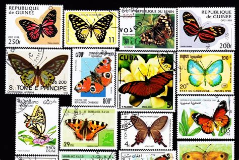 Butterflies And Moths Vintage Used World Postage Stamps Etsy