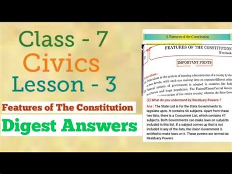 Th Std Civics Lesson Features Of The Constitution Question Answer