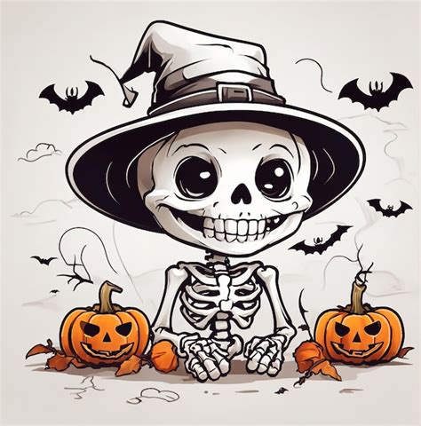 Premium Vector | Cute halloween skeleton