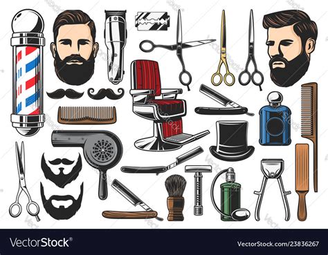 Barbershop Haircut And Shave Tools Royalty Free Vector Image