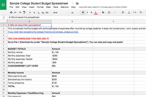 Budgeting Basics for College Students, Plus Example Spreadsheet ...