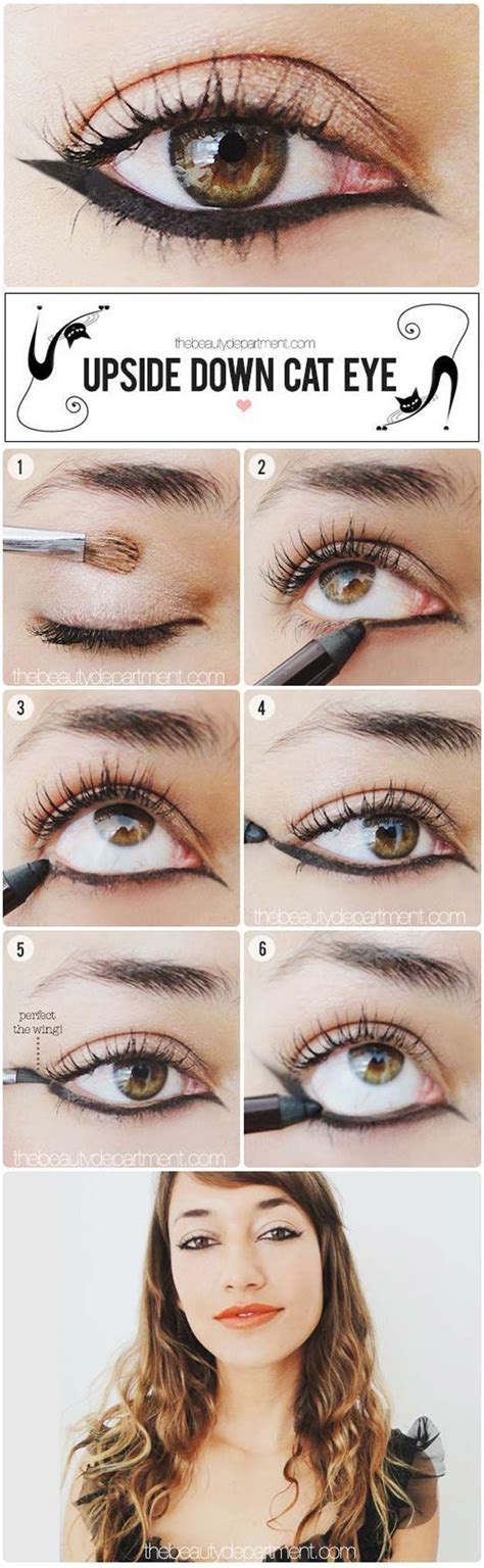 winged eyeliner tutorials tutorial upside  cat eye easy step