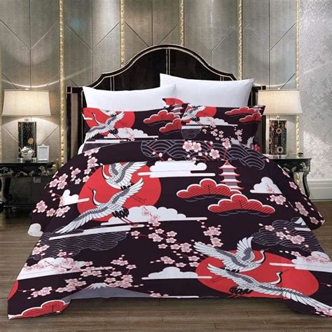 Housse De Couette Enfant Grue Orientale Parure De Lit 2 Personnes Avec