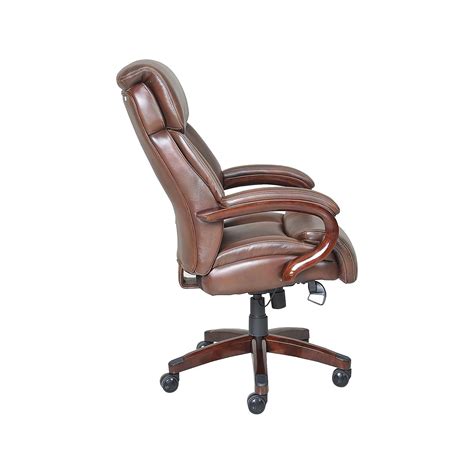 La Z Boy Bradley Bonded Leather Executive Office Chair Wide Seat Roasted Chestnut 2pack