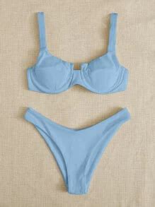 Rib Underwire High Cut Bikini Set Summer Beach SHEIN USA