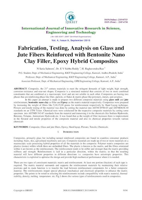 PDF Fabrication Testing Analysis On Glass And Jute Fabrication