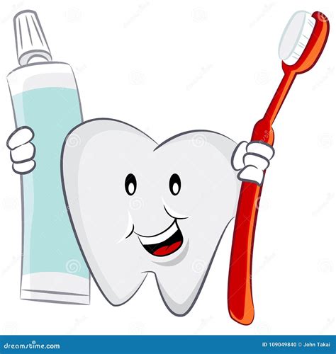 Toothpaste Cartoon Character Holding A Toothbrush Vector Illustration | CartoonDealer.com #16189516