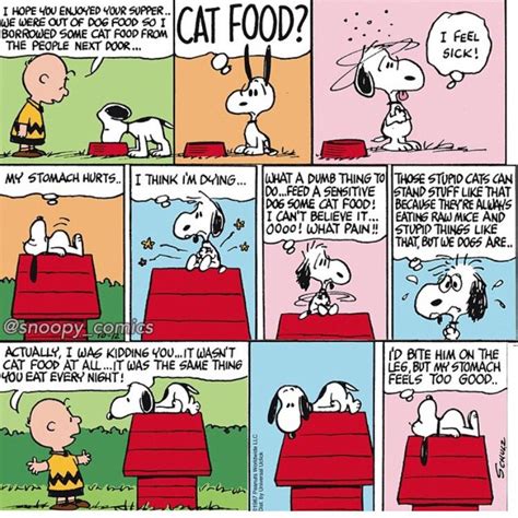 Snoopy Eating Cat Food Peanuts Snoopy Comics Snoopy Cartoon Peanuts