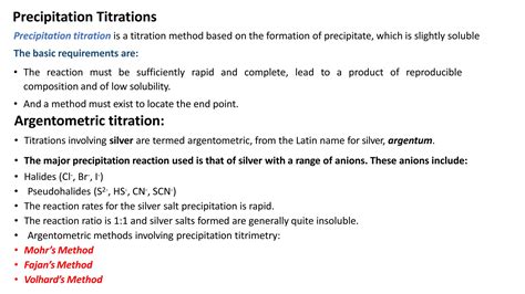 Precipitation Titration In Pharm Analysis Ppt