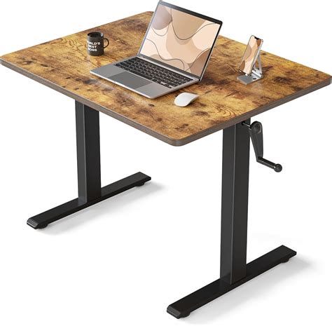 Fezibo X Inches Crank Adjustable Height Standing Desk Manual Sit