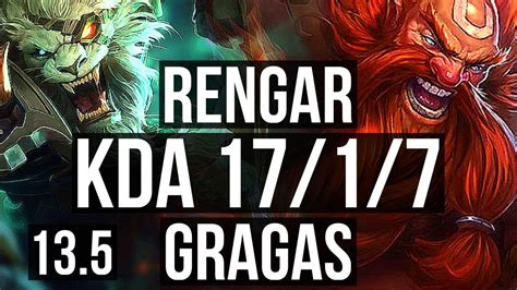 Rengar Vs Gragas Top 17 1 7 3 7m Mastery Legendary 8 Solo Kills