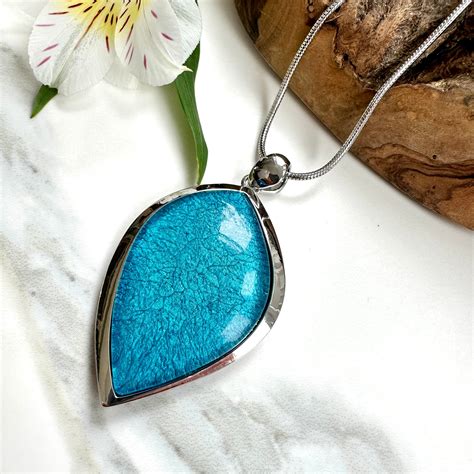 Miss Milly Chunky Turquoise Teardrop Pendant Necklace Fn183 Luscious