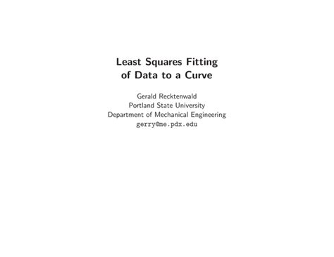 Least Squares Fitting Of Data To A Curve