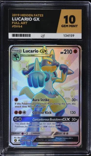 Pokemon Lucario Gx Sv Sv S M Hidden Fates Ace Gemme Comme Neuf