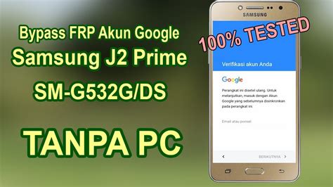 Bypass FRP Akun Google Samsung J2 Prime SM G532G DS Tanpa PC YouTube