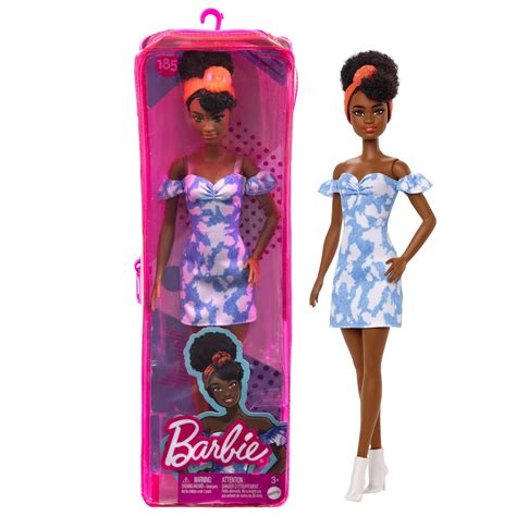 Barbie Fashionistas Doll #185 with Black Up-Do Hair, Bleached Denim ...