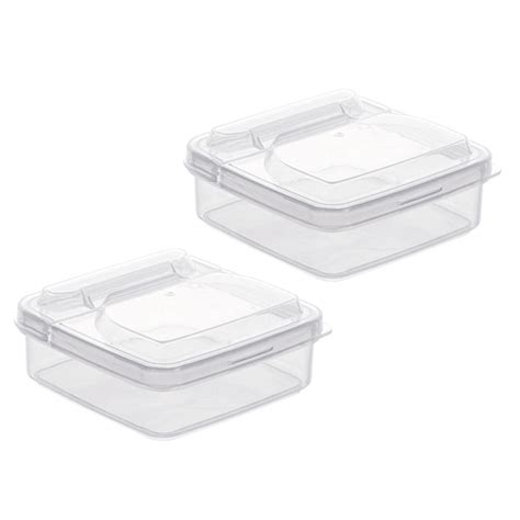 ONAPARTER 2 Pcs Transparent Storage Box Clear Container With Lid Butter