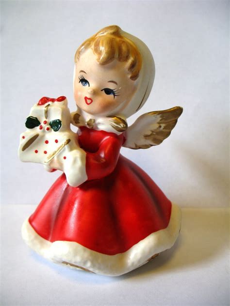 Vintage Napco Christmas Angel Girl With Ts Figurine Napcoware Japan