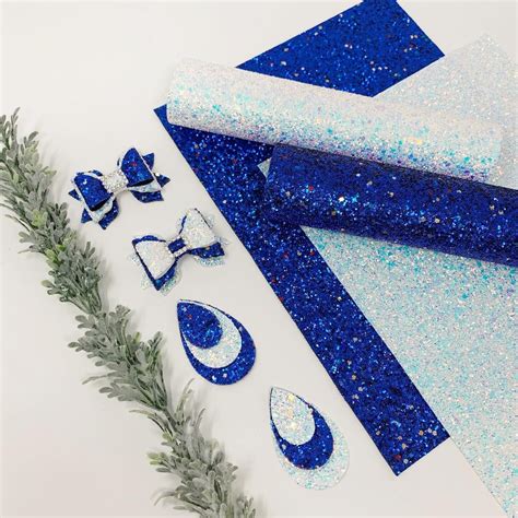 Whitelight Blue Chunky Glitter Sheets Glitter Fabric Etsy