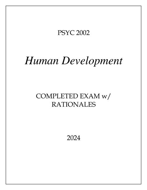 SOLUTION Psyc 2002 Human Development Completed Exam With Rationales